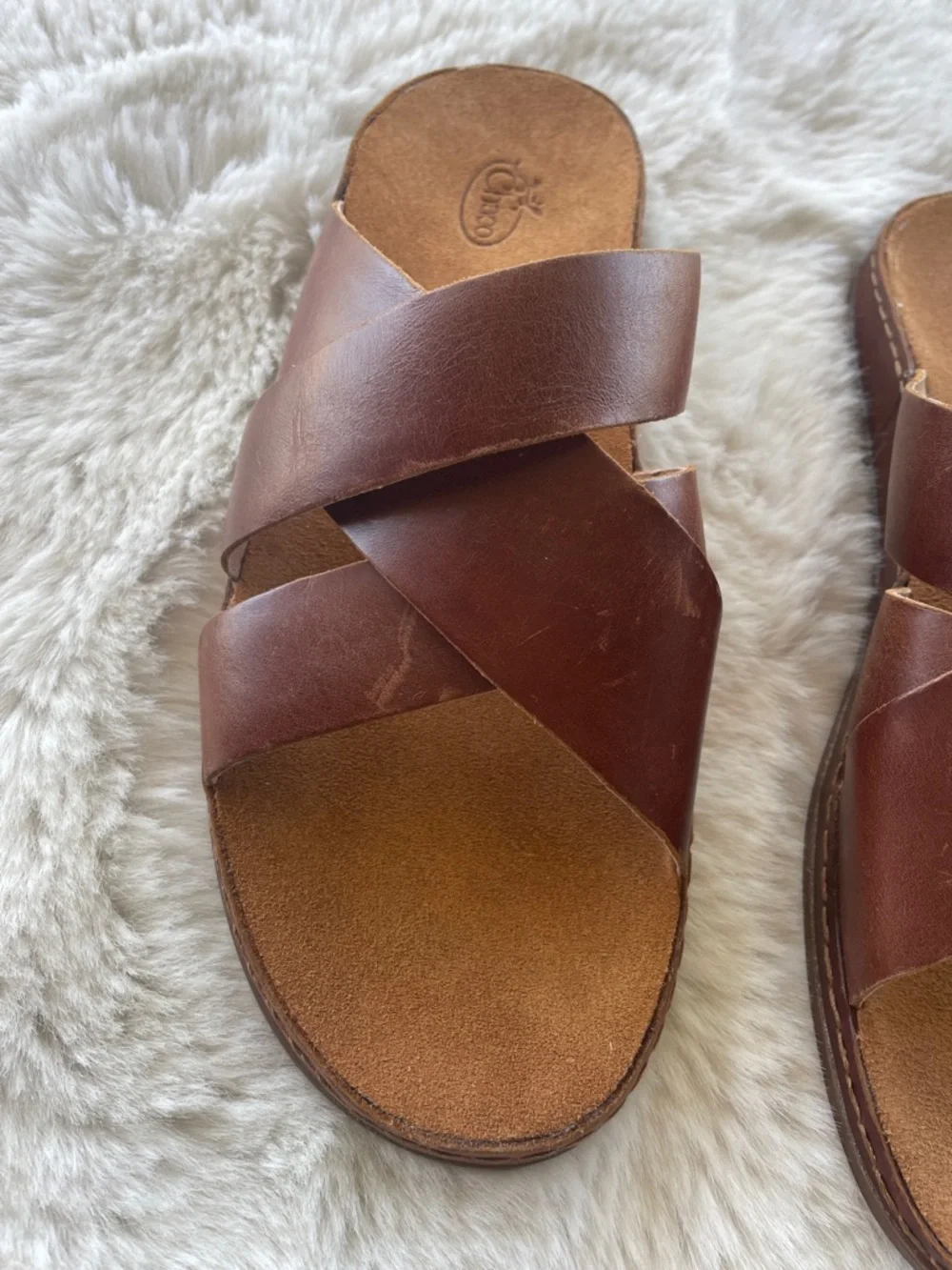 Chaco Wayfarer Slide Leather Sandals Toffee NWOT - Picture 3 of 12